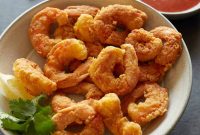 Paleo Popcorn Shrimp with Tangy Cocktail Sauce