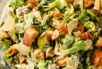 Creamy Caesar Pasta Salad with Crispy Croutons and Parmesan