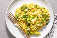 Creamy Broccoli Orzo Pasta with Garlic and Parmesan