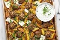 Greek-Style Sheet Pan Meatballs with Roasted Potatoes