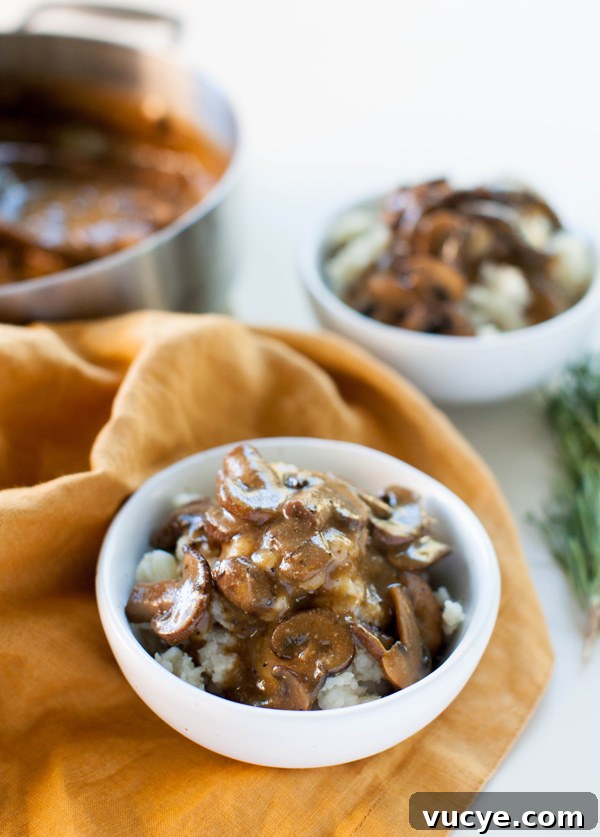 Simple Vegan Thanksgiving Side Dishes to Impress Guests 8 Mushroom Gravy and Vegan Mashed Potatoes | sweetpotatosoul.com