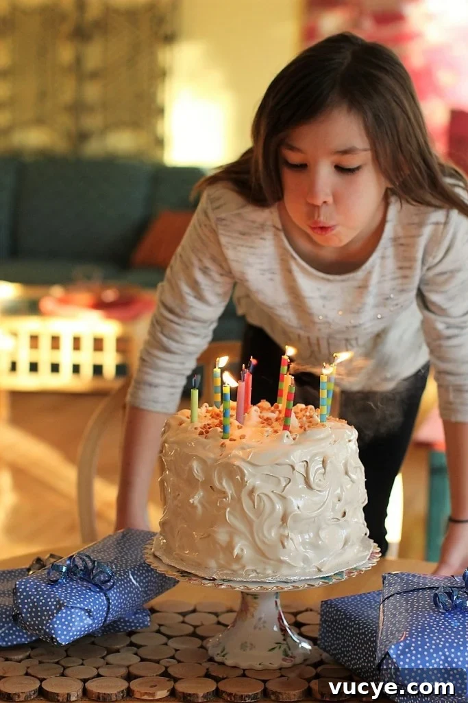 Seven-Minute Frosting Recipe Kids Can Make for Birthday Cakes 3 Meredith blowing out the candles, seven minute frosting