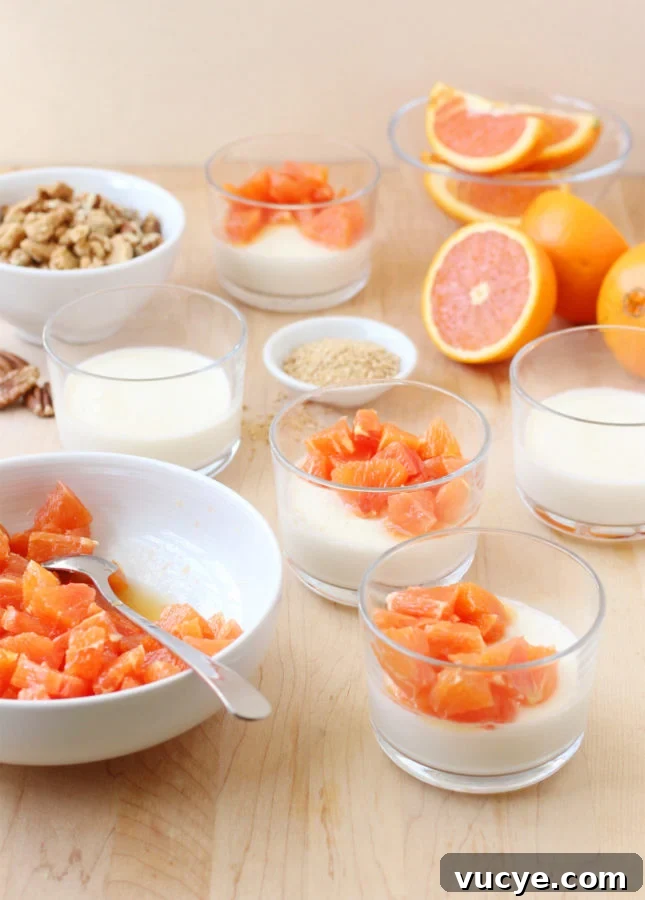 Orange-Maple Panna Cotta with Pecan-Maple Crumble 4 Cara Cara Orange and Maple Panna Cotta with Pecan-Maple Crumble