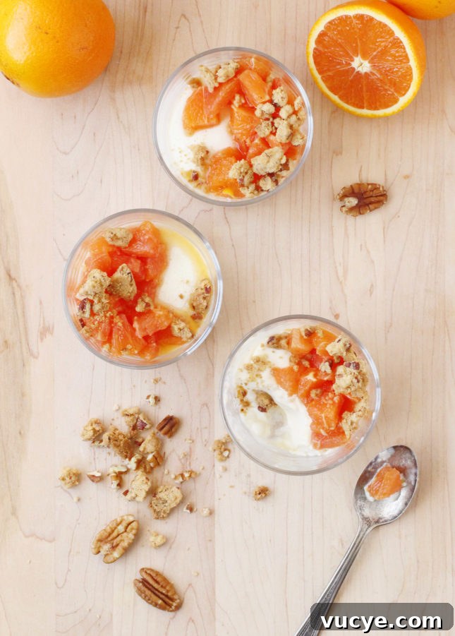 Orange-Maple Panna Cotta with Pecan-Maple Crumble 5 Cara Cara Orange and Maple Panna Cotta with Pecan-Maple Crumble