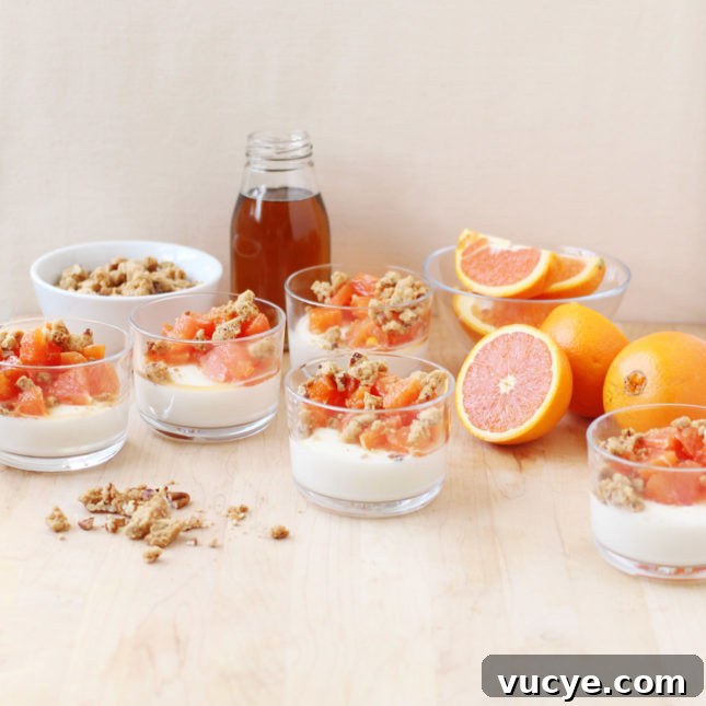 Orange-Maple Panna Cotta with Pecan-Maple Crumble 6 Cara Cara Orange and Maple Panna Cotta with Pecan-Maple Crumble