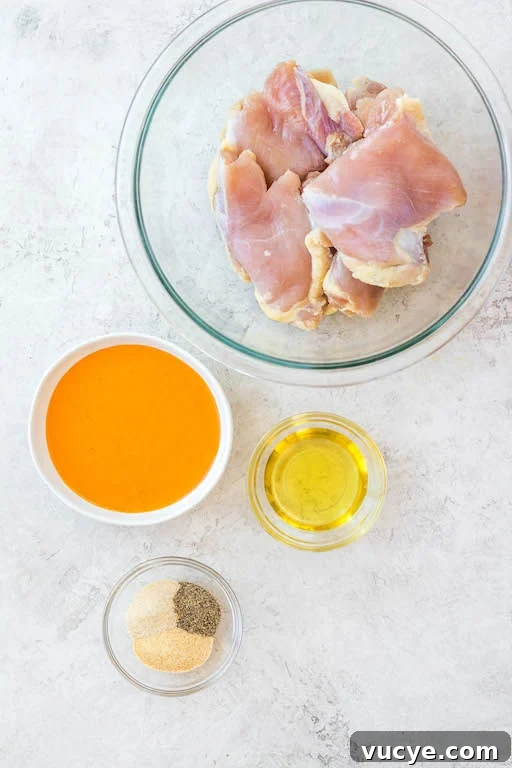 Ingredients for buffalo chicken thighs
