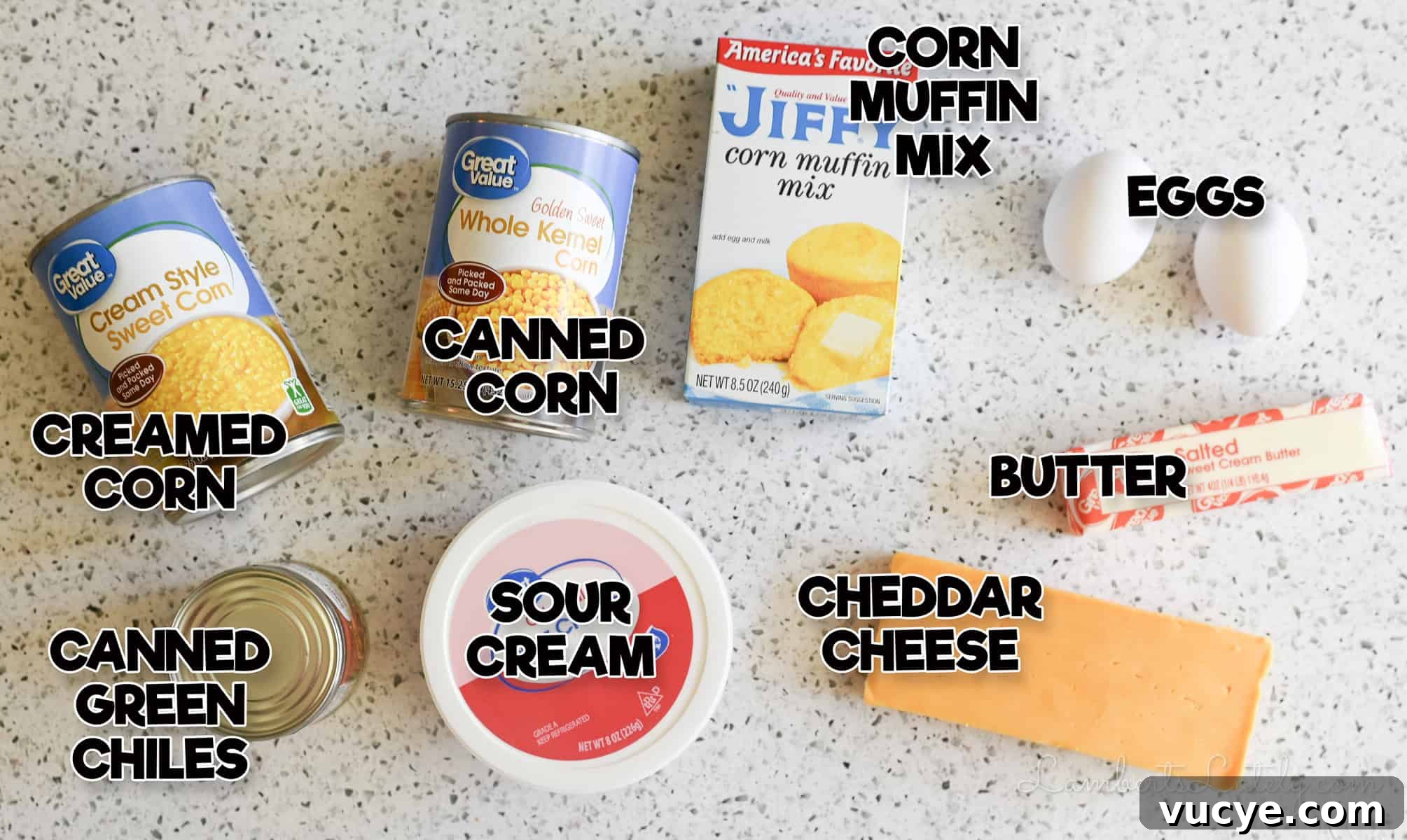 ingredients for corn casserole.