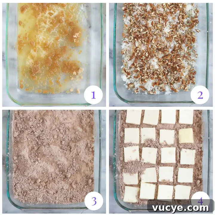 German Chocolate Dump Cake Recipe: Quick Gooey Chocolate Coconut Cake 4 how to make German chocolate dump cake step by step
