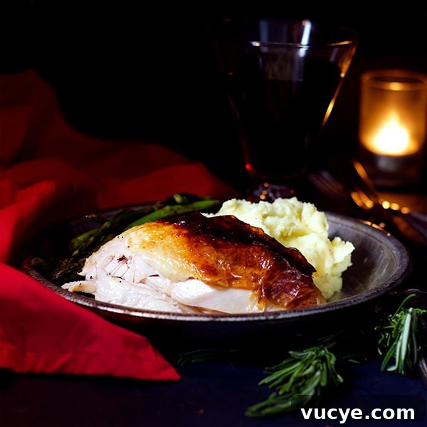 Perfect Roast Chicken: Two Foolproof Oven Methods 7 A plate with buttermilk roast chicken, mashed potatoes, and green beans