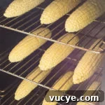 Smoked Corn on the Cob: Juicy Grilled Corn with Smoky Flavor 5 Three racks of corn inside a smoker