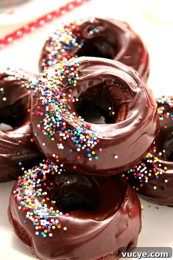 Glazed Chocolate Donuts Recipe Chocolate donuts with sprinkles.