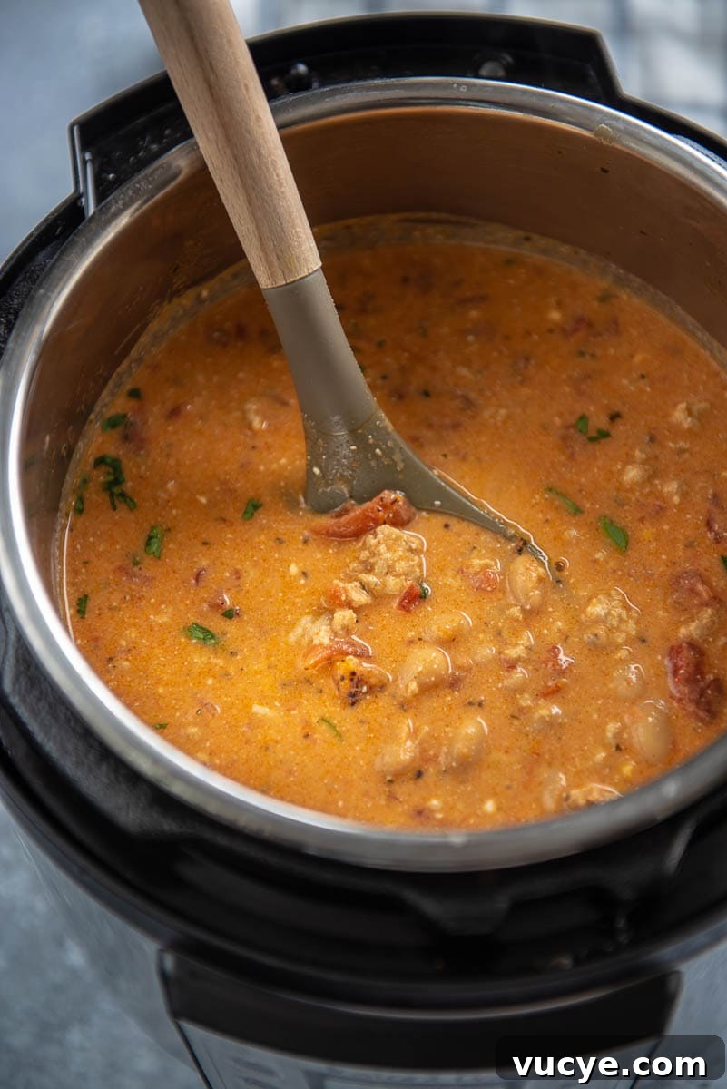 Instant Pot Buffalo Chicken Chili Recipe for Quick Spicy Comfort 5 instant pot filled with buffalo chicken chili