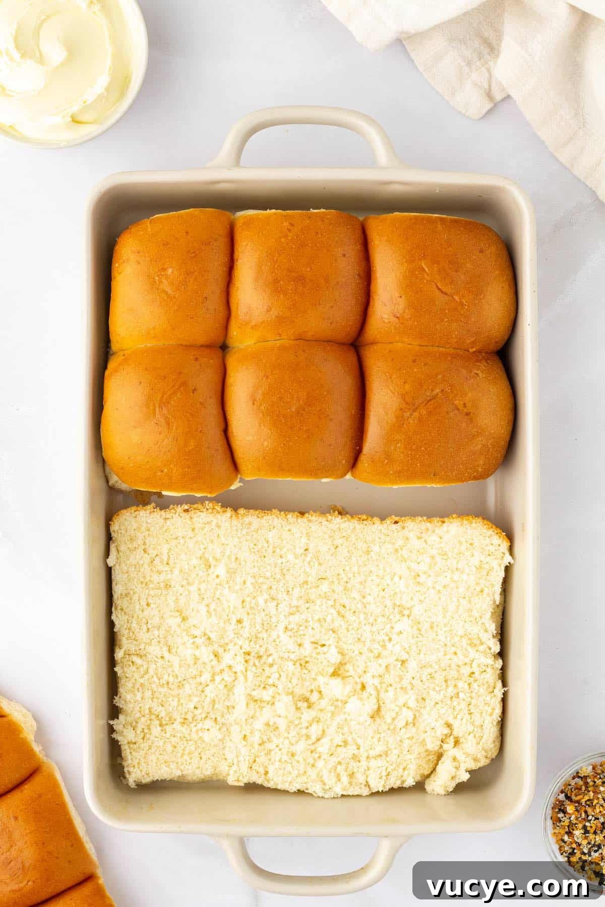Chicken Bacon Ranch Sliders Recipe: Savory Mini Sandwiches 3 Slider buns cut in half horizontally.