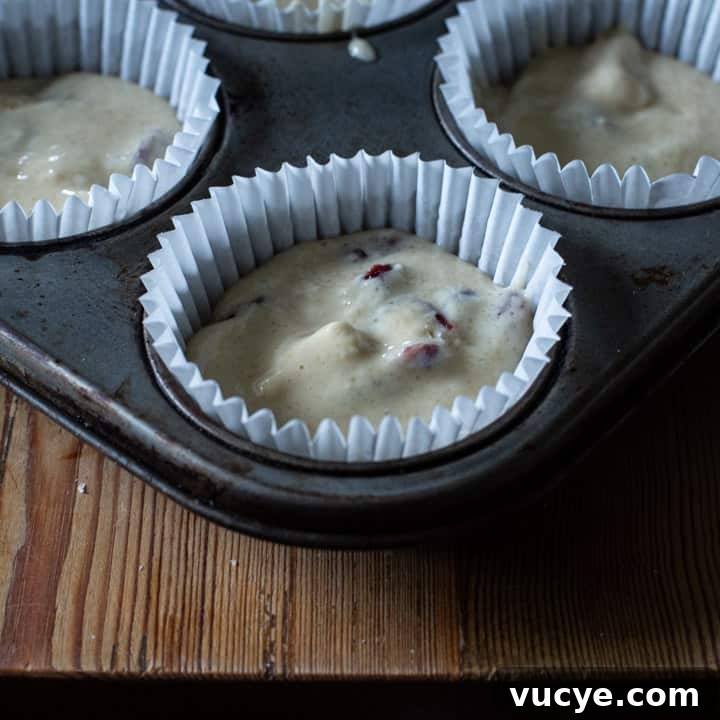 raw muffin batter in paper cases