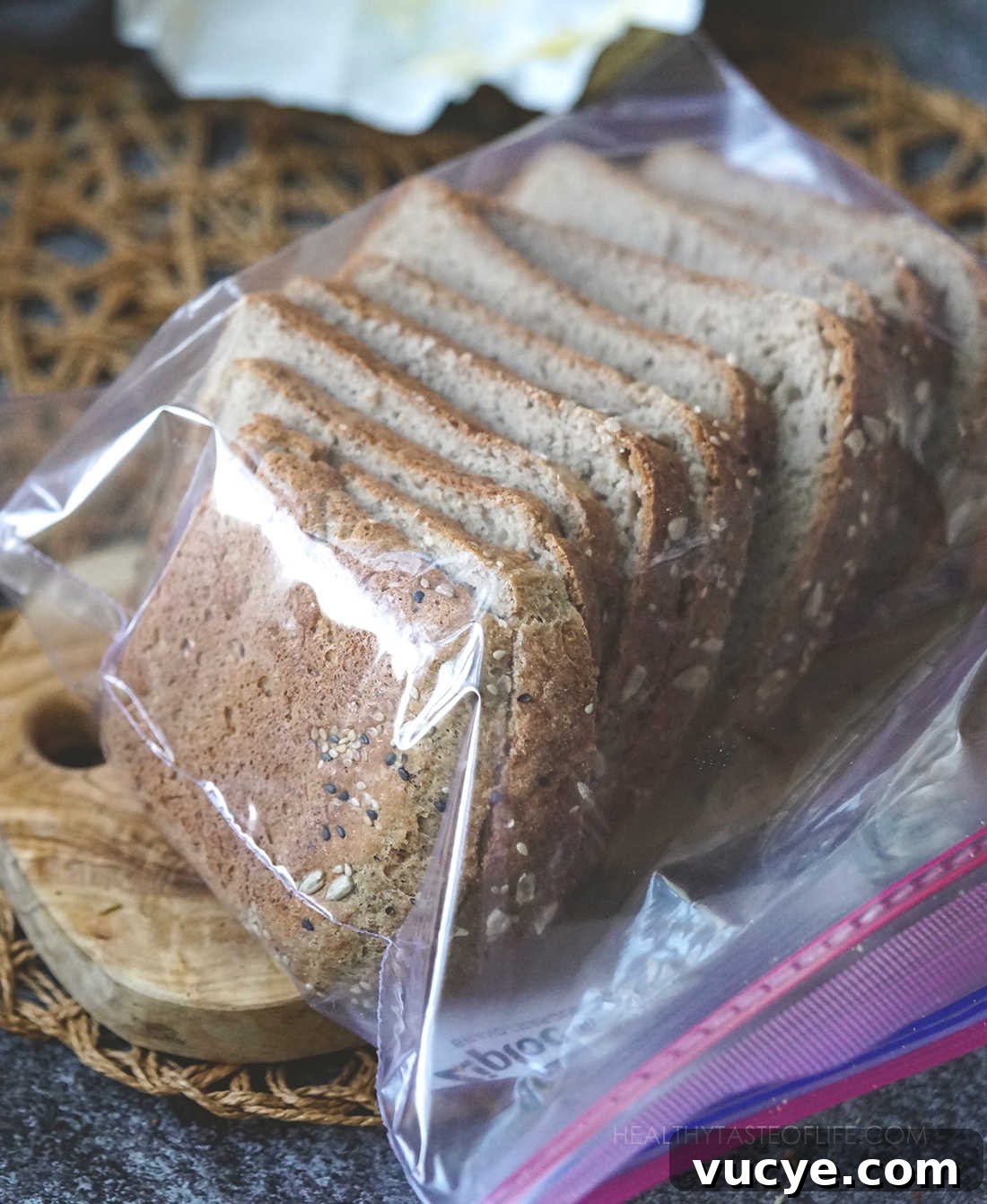 Soft Gluten-Free, Dairy-Free Buckwheat Bread Recipe 11 Freezing sliced buckwheat bread gluten-free in a sealed bag.