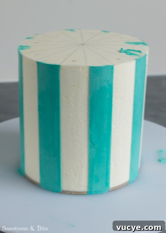 Buttercream Stripe Techniques: Part 2 Tutorial 15 Perfect-Buttercream-Stripes-Almost-Finished