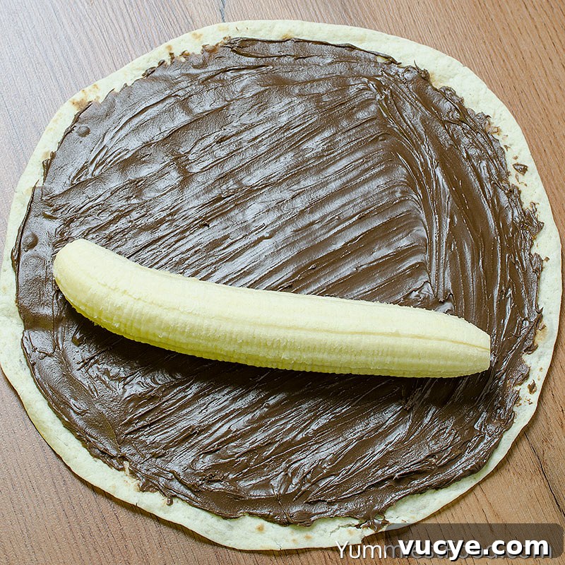 Banana and Nutella Sushi - Making - Step 1 