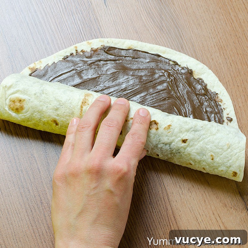 Banana and Nutella Sushi - Making - Step 2