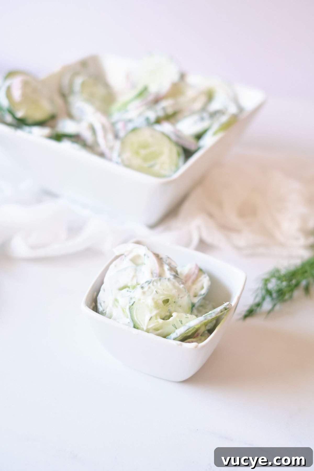 Creamy Cucumber Salad Recipe with Dill and Greek Yogurt 5 Bowl of creamy cucumber salad