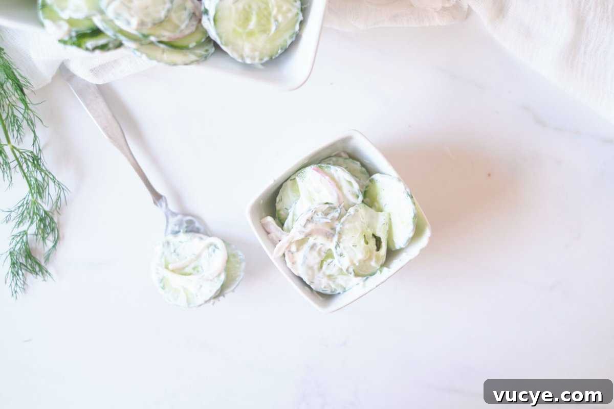 Creamy Cucumber Salad Recipe with Dill and Greek Yogurt 6 Serving of creamy cucumber salad