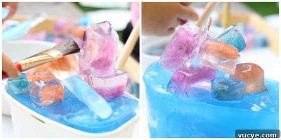 Frozen Fractals: Creative Ice Sculpture Activities for Kids 5 Stacking coloured ice cubes