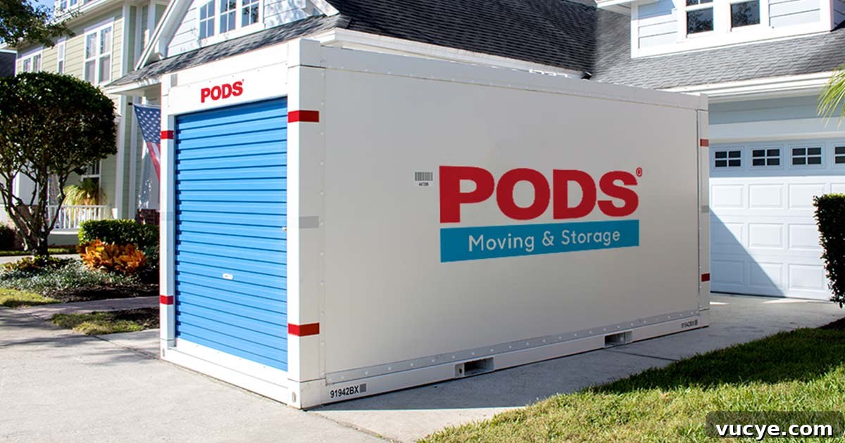 How to Move Out of State: Complete Guide to Relocating Interstate 6 A PODs storage container in a driveway - one of the ways of moving out of state