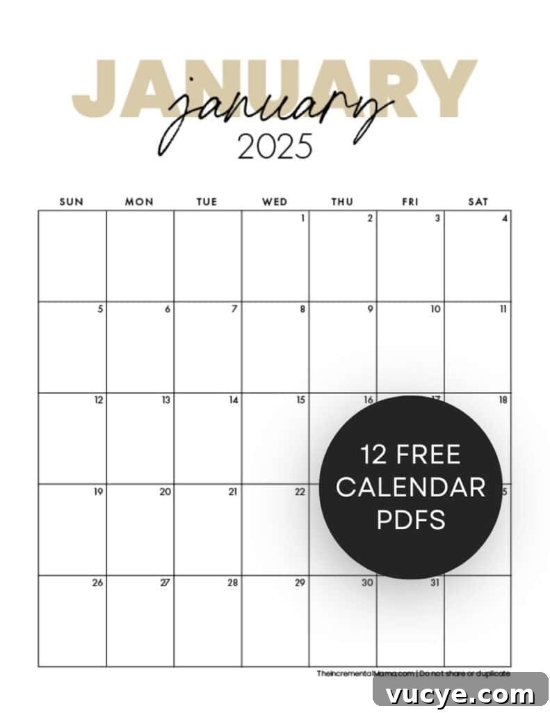 Printable 2025 Monthly Calendar PDFs – January to December 2 january 2025 printable calendar