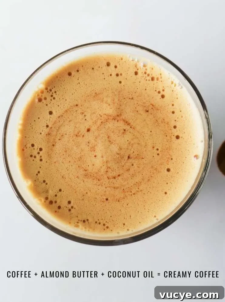Super creamy keto coffee recipe with coconut oil and almond butter! Not really bulletproof coffee, but this delicious keto drink is even better than latte or cappuccino!