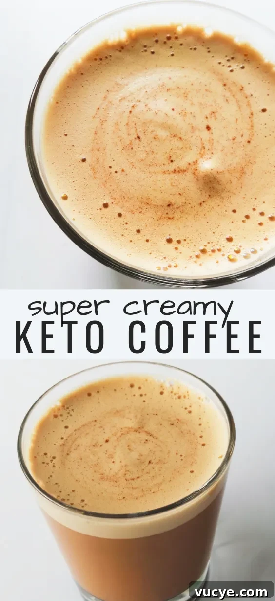 Super creamy keto coffee recipe with coconut oil and almond butter! Not really bulletproof coffee, but this delicious keto drink is even better than latte or cappuccino!