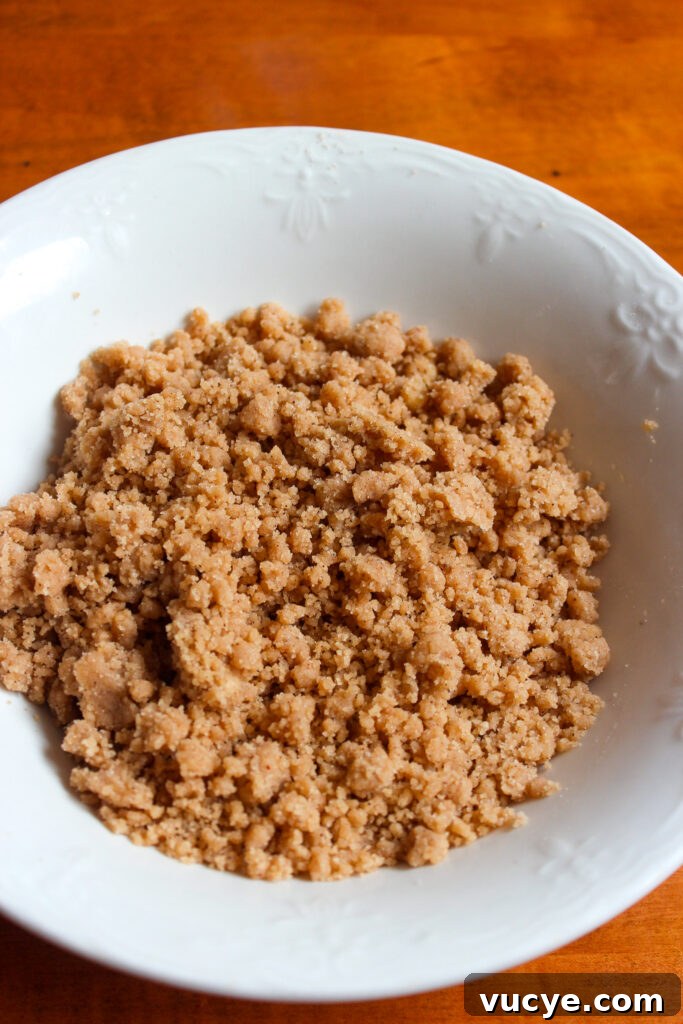 Brown Butter Coffee Cake Recipe with Crispy Crumb Topping 4 Streusel preparation