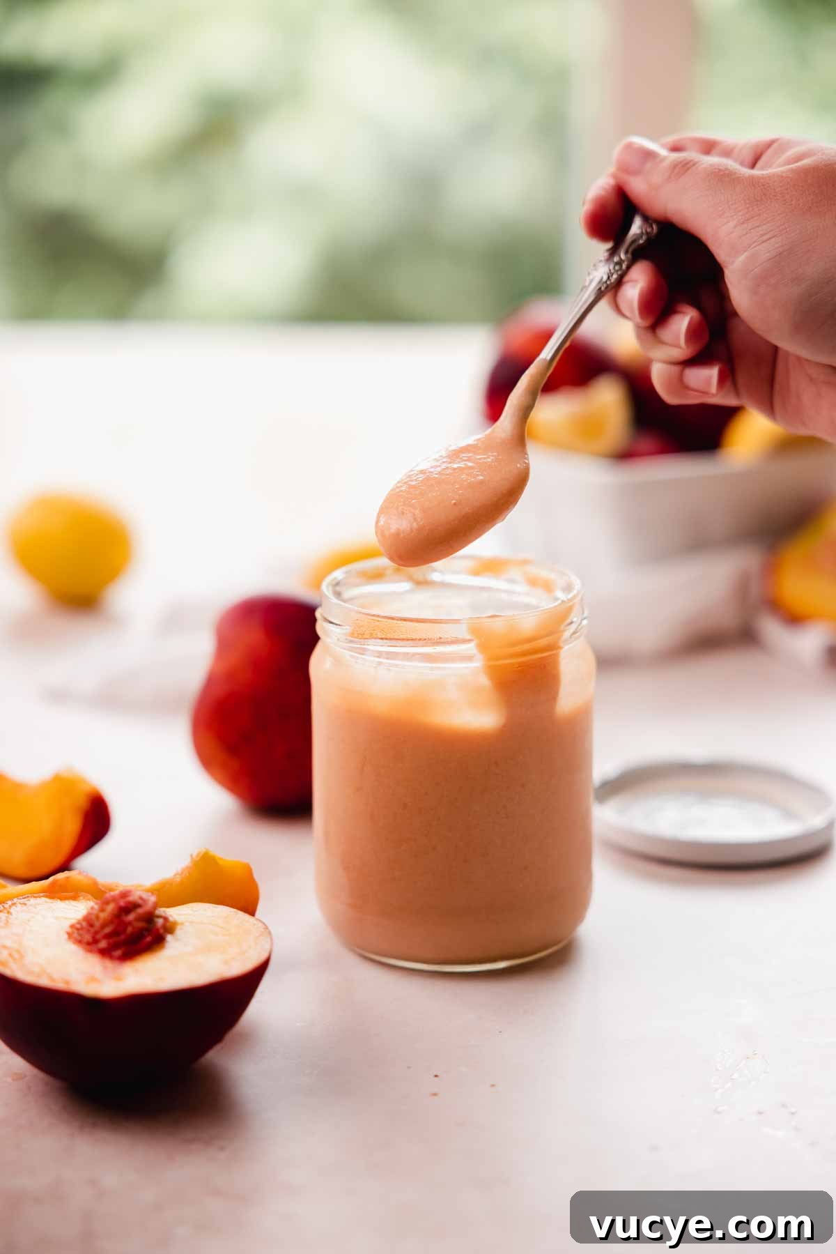 Silky Homemade Peach Curd Recipe for Tarts & Toast 2 peach curd in a glass jar