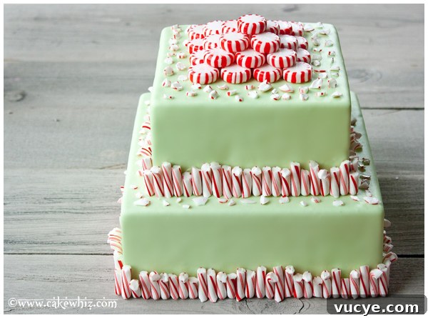 Peppermint Candy Cane Cake Recipe for the Holidays 7 Tiered Green Peppermint Cake With Candy Canes