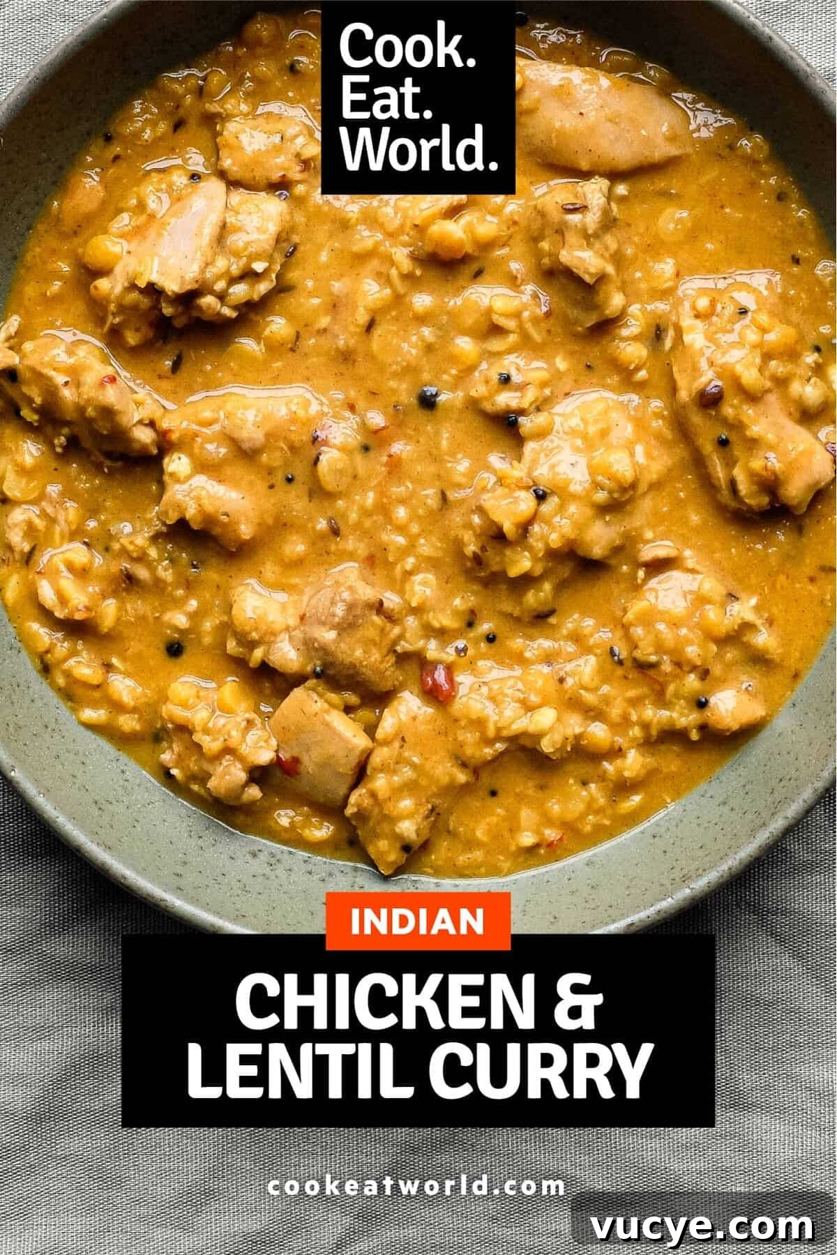 Chicken & Lentil Curry | cookeatworld.com A bowl of lentil curry