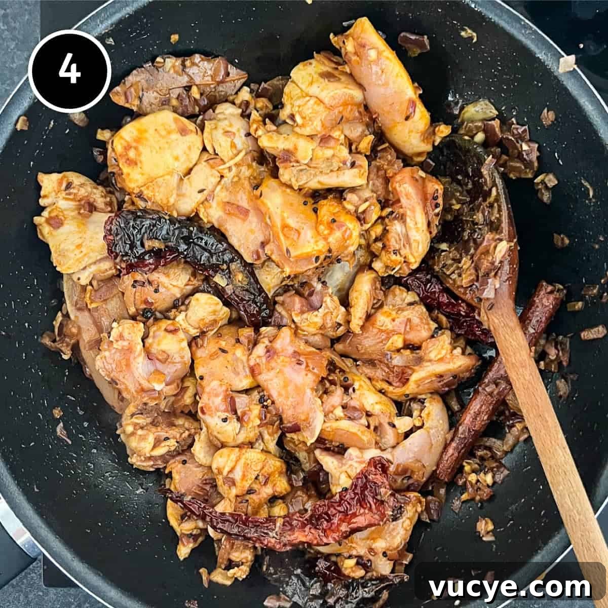 Chicken & Lentil Curry | cookeatworld.com Adding chicken to spiced onion
