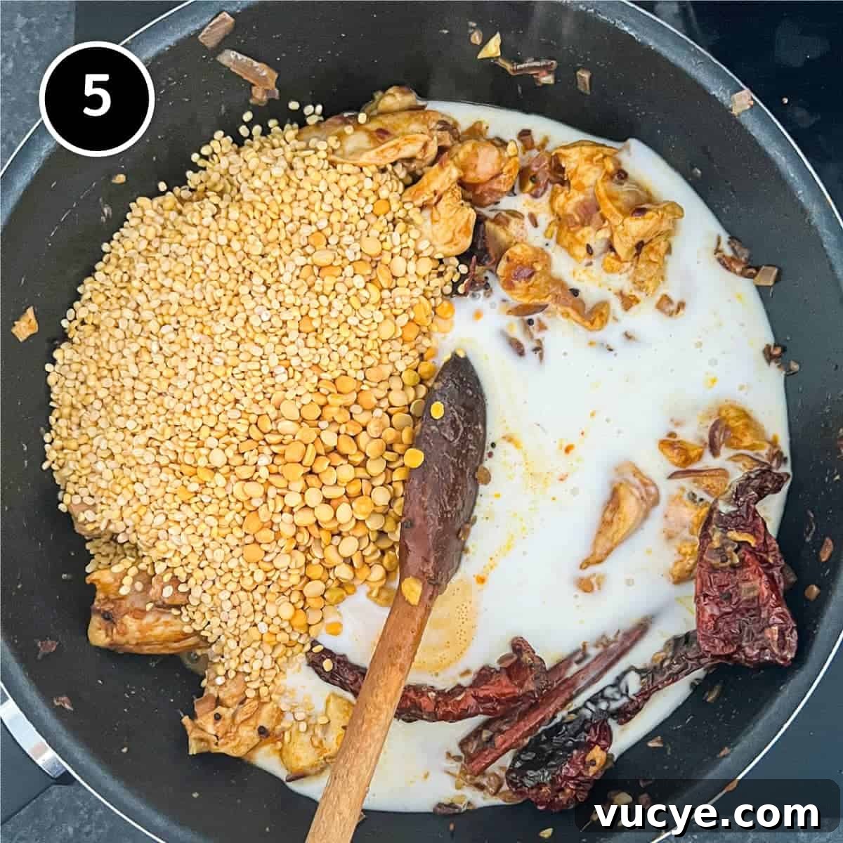 Chicken & Lentil Curry | cookeatworld.com Adding two types of lentils and coconut milk to spiced chicken for a chicken and lentil curry