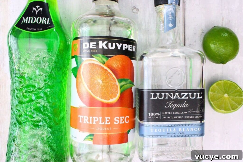 ingredients to make a midori margarita