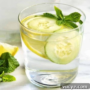 Refreshing Cucumber Lemon Mint Infused Water Recipe 5 Cucumber Lemon Mint Water in a glass tumbler