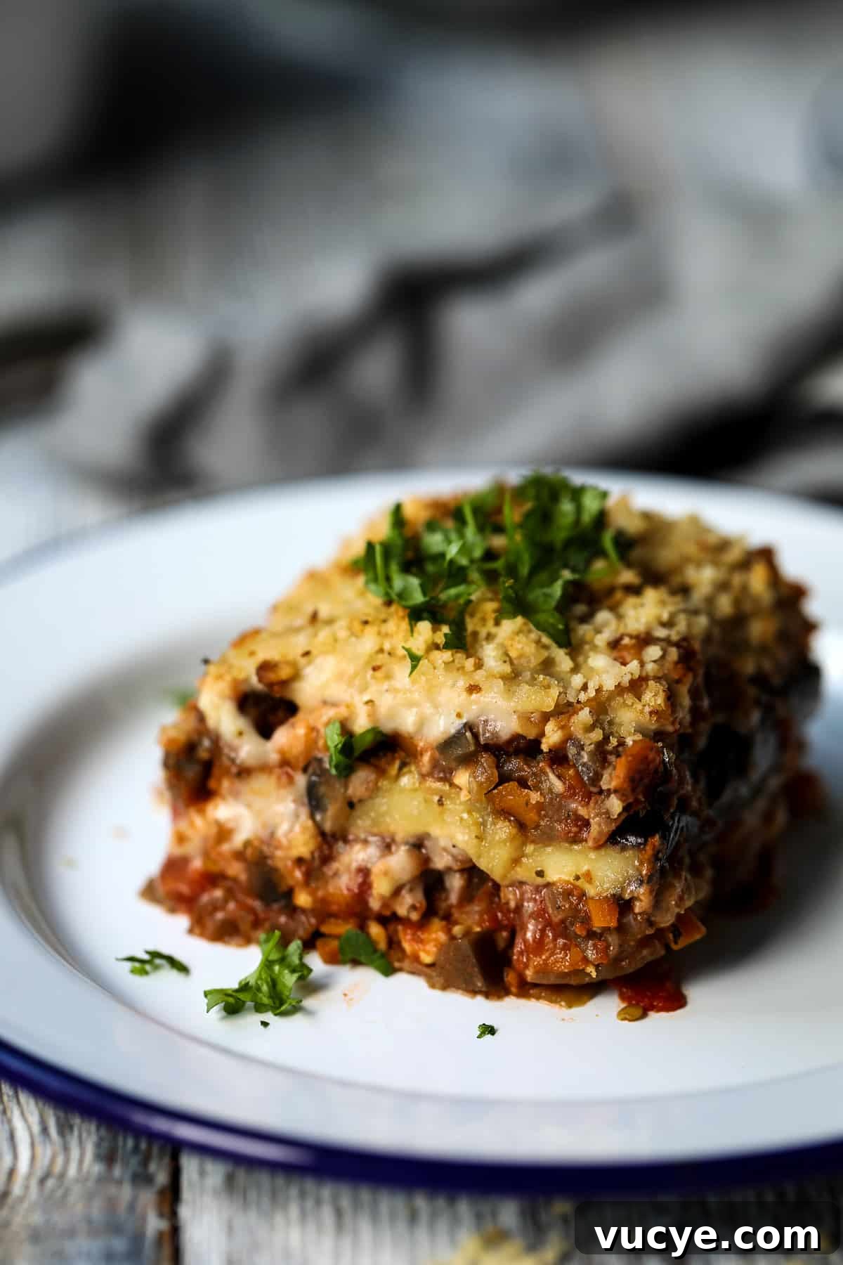 Vegan Eggplant Lasagna on a Plate.