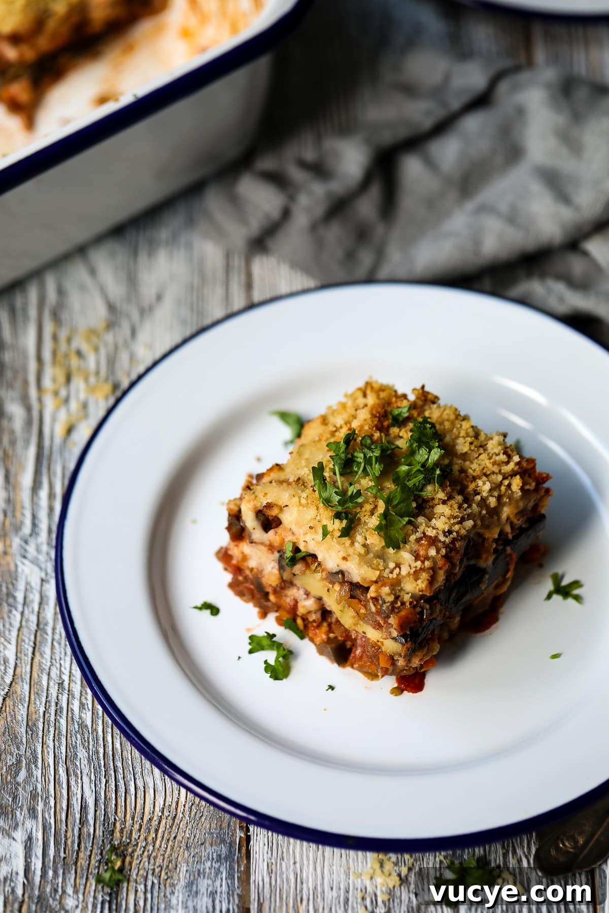 Gluten-Free Eggplant Lasagna on a Plate.