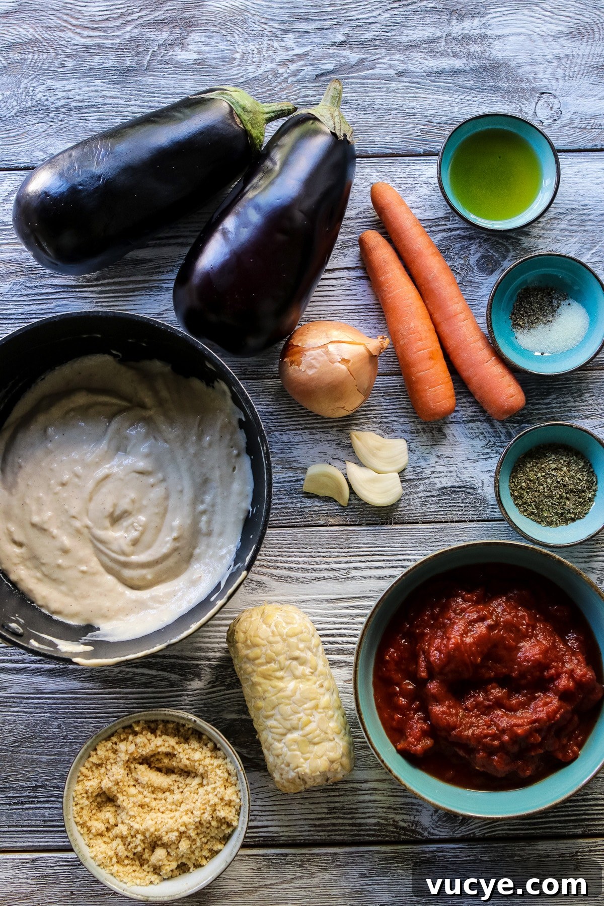 Ingredients for Vegetarian Eggplant Lasagna.