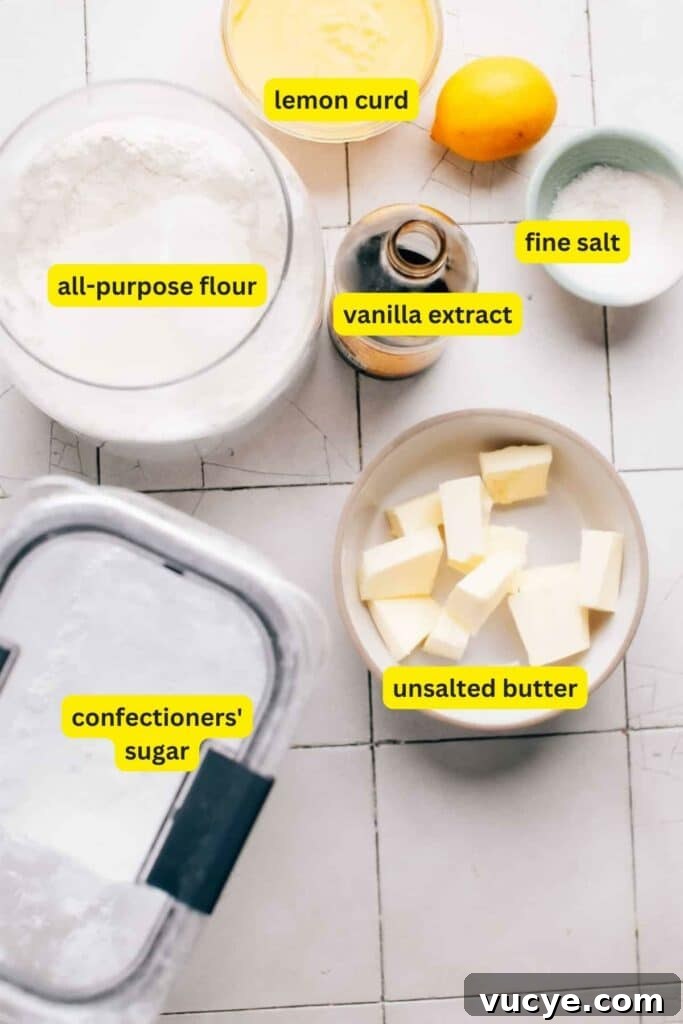 Ingredients for lemon curd cookies