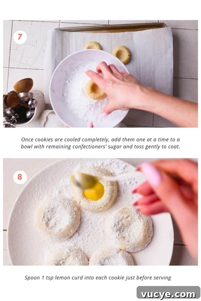 Cookies being coated and filled.