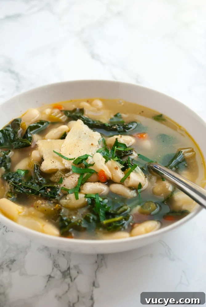 a bowl of tuscan bean soup