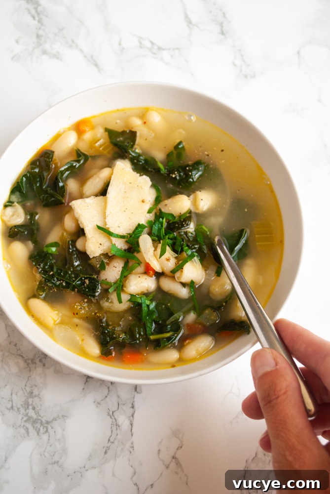 a bowl of Tuscan bean soup