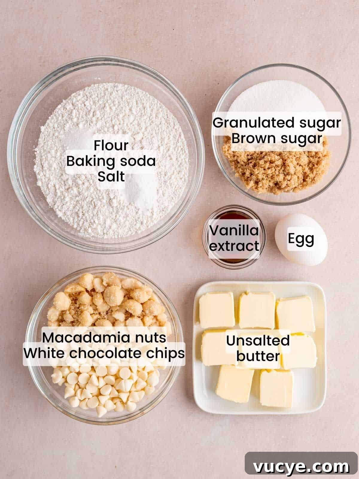 White Chocolate Macadamia Nut Cookies Recipe You’ll Love 3 Ingredients needed to make white chocolate macadamia nut cookies.