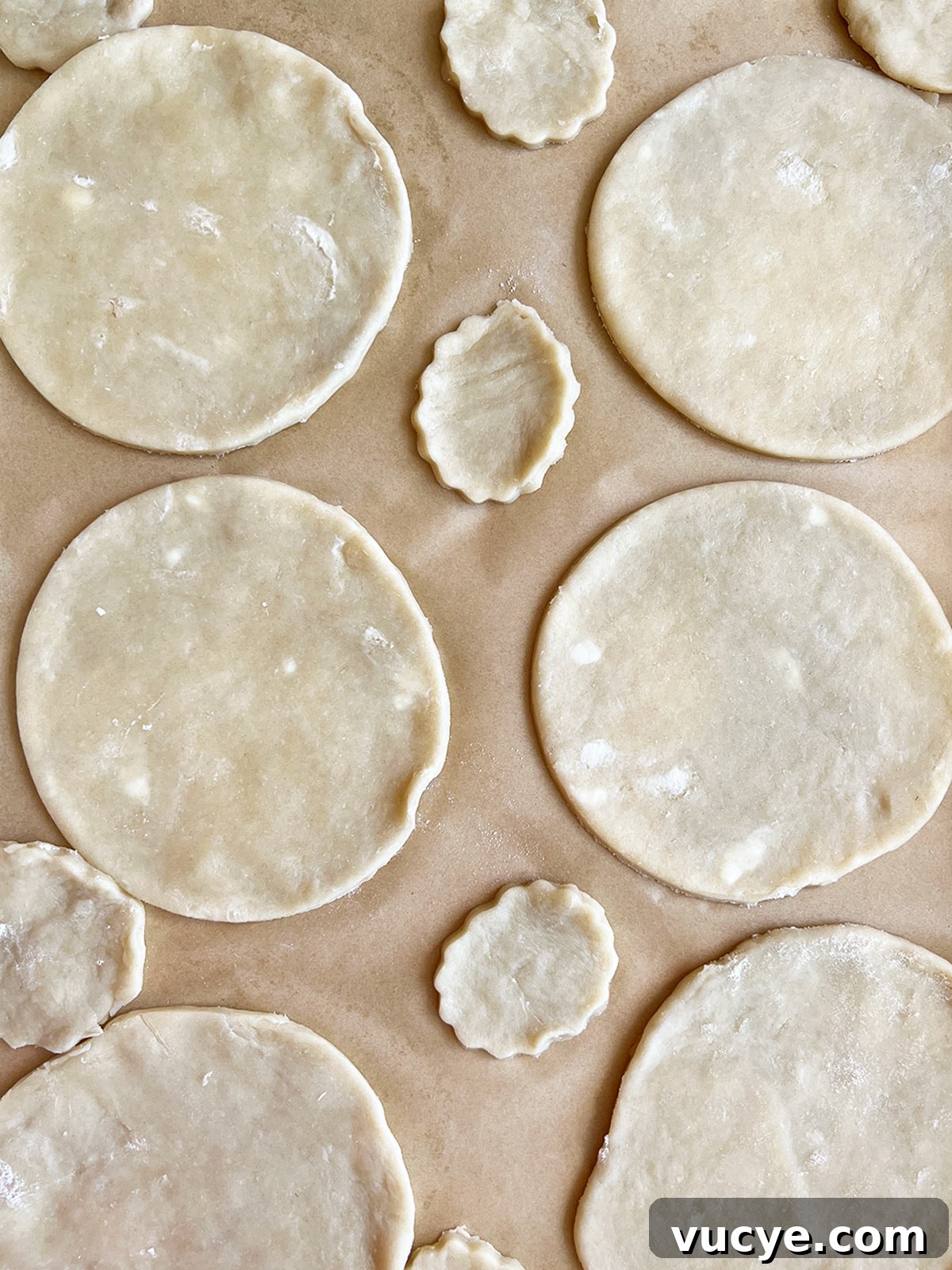 Mini Cherry Hand Pies: Bite-Sized Fruit Pastries Recipe 9 Pie dough rounds for the mini cherry pies.