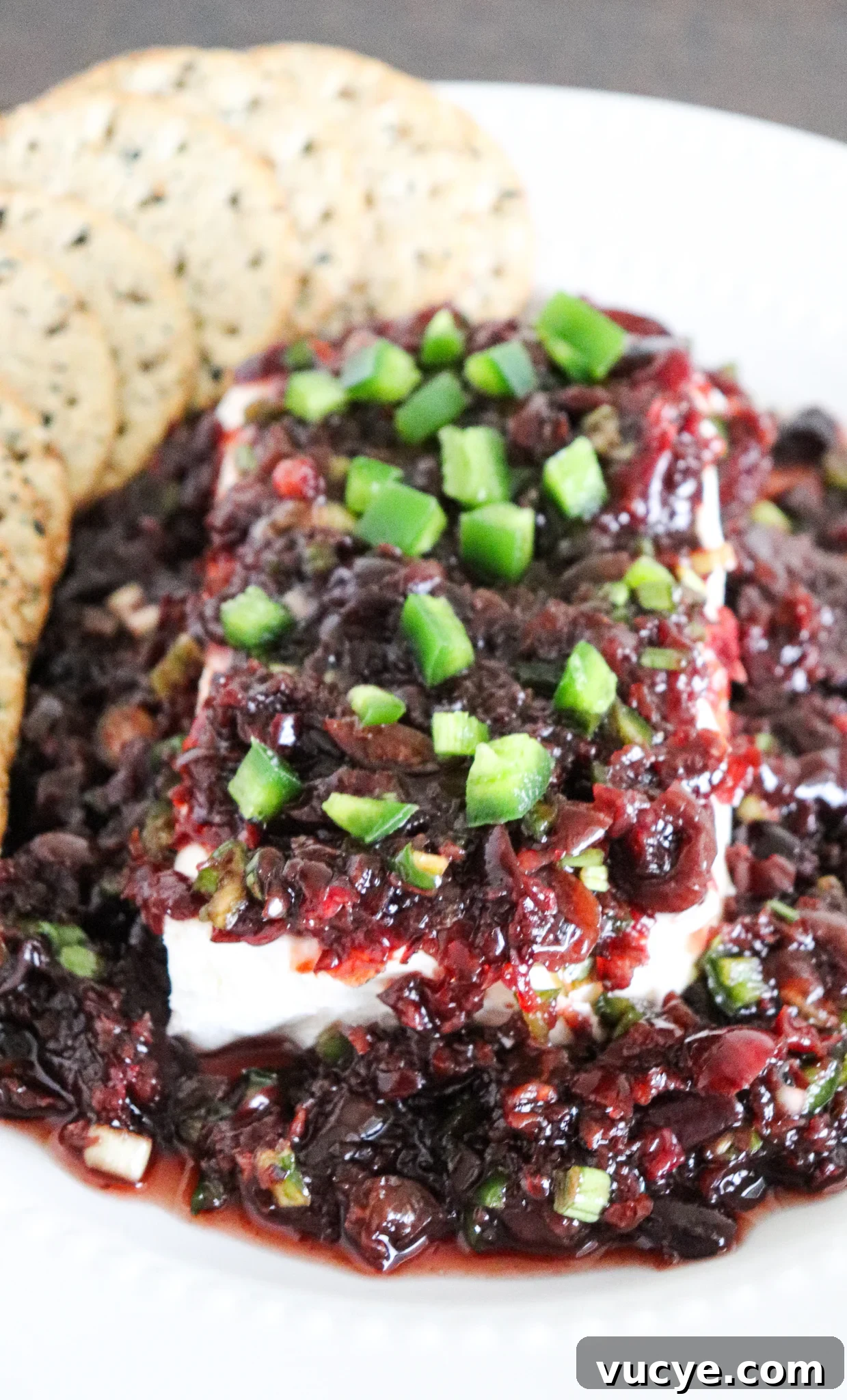 Cherry Jalapeño Cream Cheese Dip Recipe for Parties 3 cherry jalapeno relish close-up