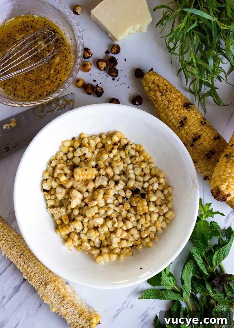 overhead: grilled corn in a bowl