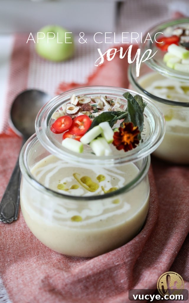 Creamy Apple and Celeriac Soup Recipe for Fall Comfort 2 This Apple and Celeriac Soup is a delicious fall soup recipe with a beautiful and unique presentation. #apple #celeriac #celeryroot #soup #fall #recipe