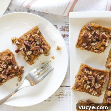 baked squares on white oblong platter and round plate